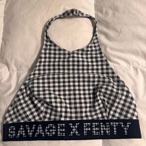 Savage X Fenty Black and White Checkered Halter